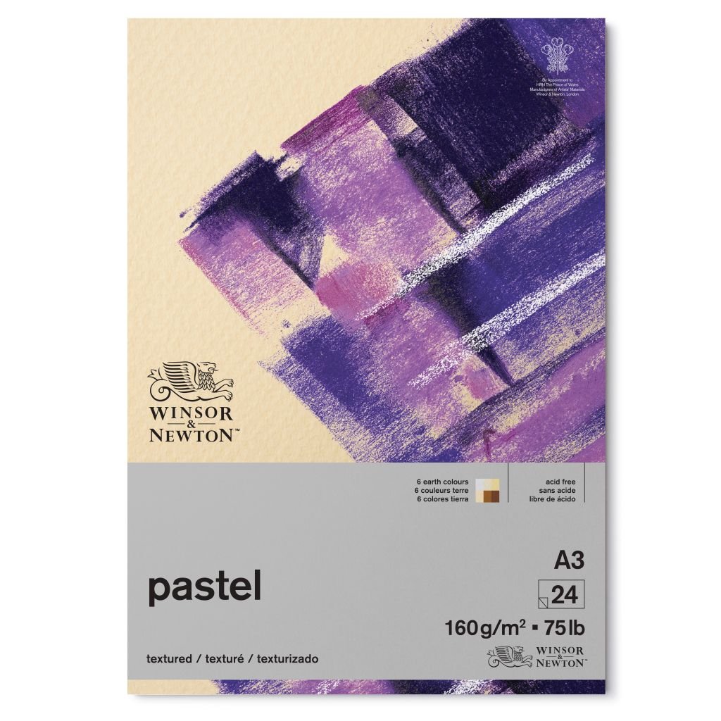 Winsor & Newton Pastel Paper - Textured + Smooth 160 GSM - A3 (29.7 cm x 42 cm or 12'' x 17'') Earth Colours Short Side Glued Pad of 24 Sheets