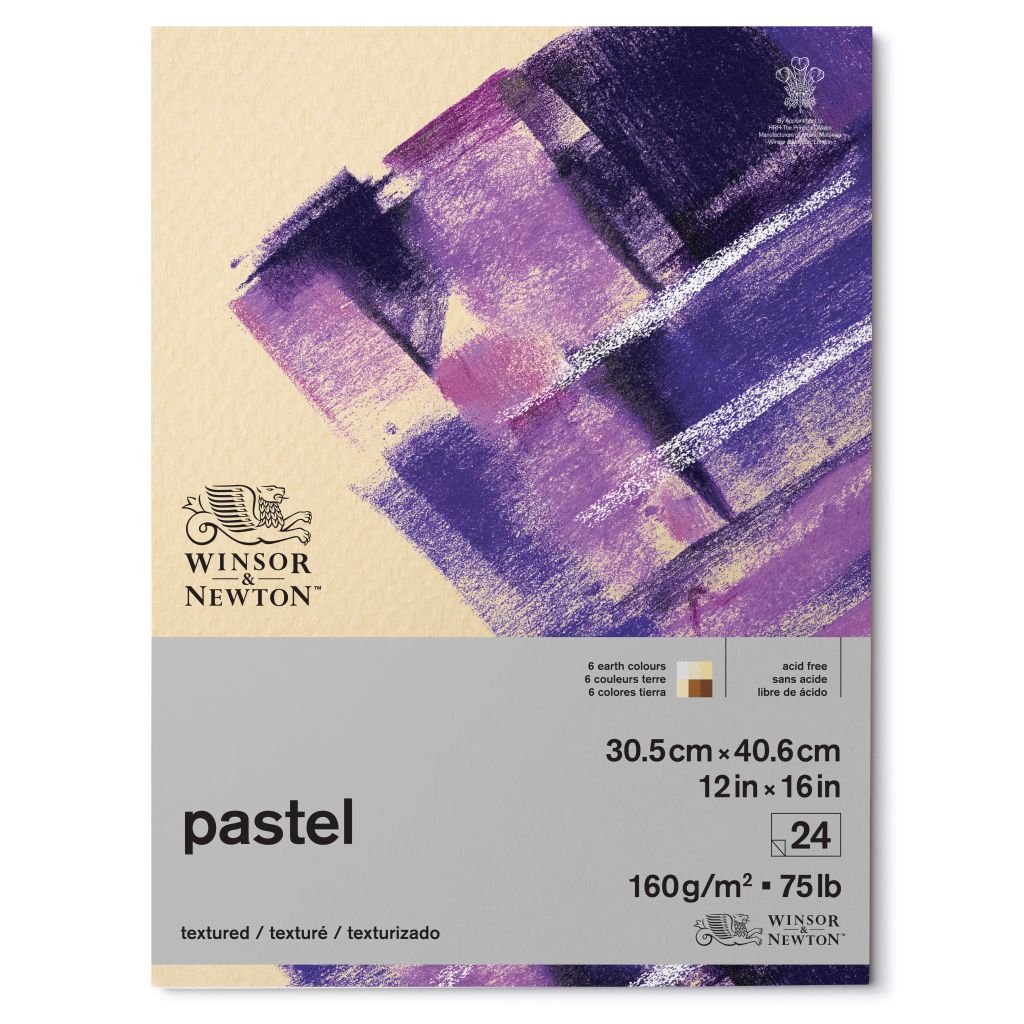 Winsor & Newton Pastel Paper - Textured + Smooth 160 GSM - 30.5 cm x 40.6 cm or 12'' x 16'' Earth Colours Short Side Glued Pad of 24 Sheets