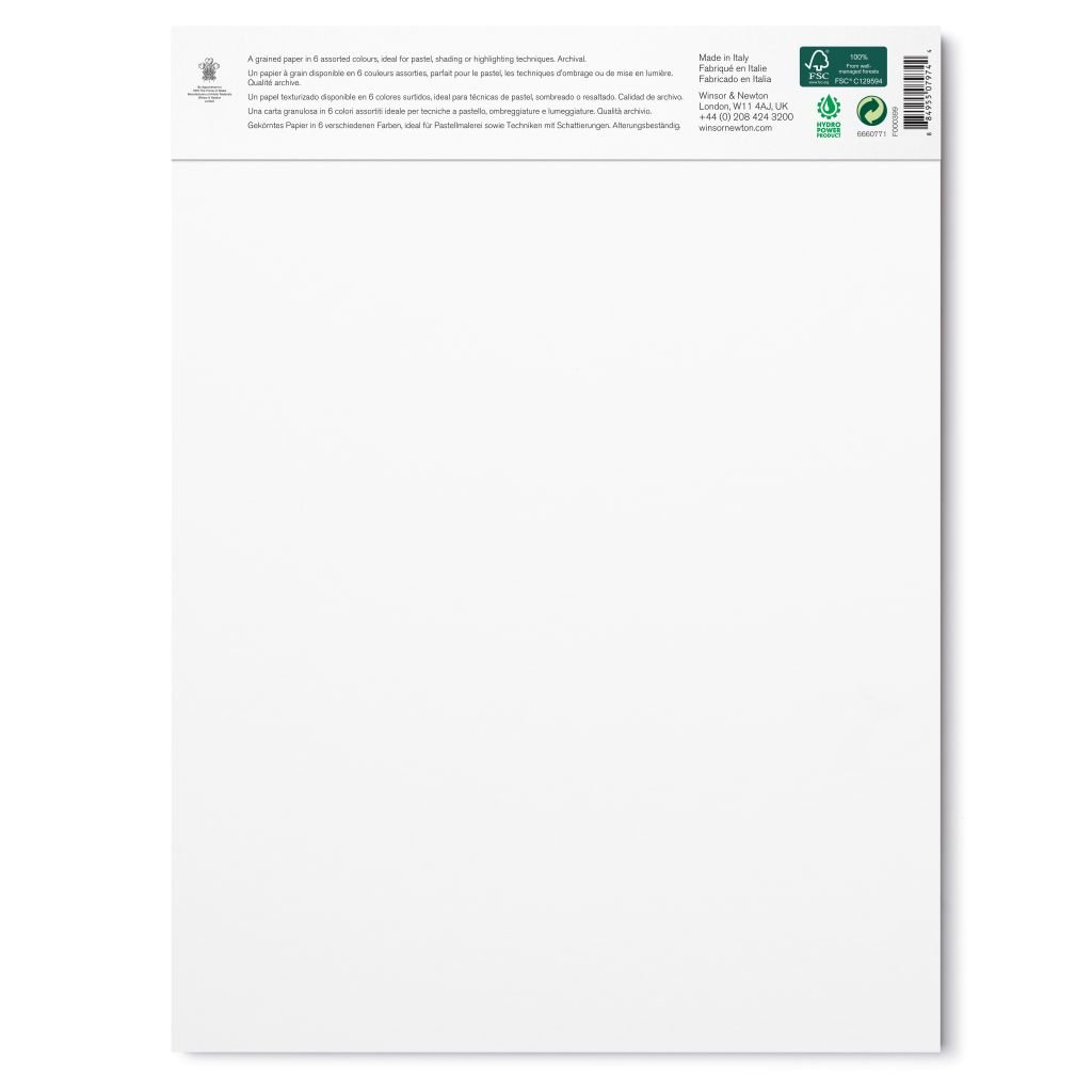 Winsor & Newton Pastel Paper - Textured + Smooth 160 GSM - 22.9 cm x 30.5 cm or 9'' x 12'' Grey Colour Short Side Glued Pad of 24 Sheets