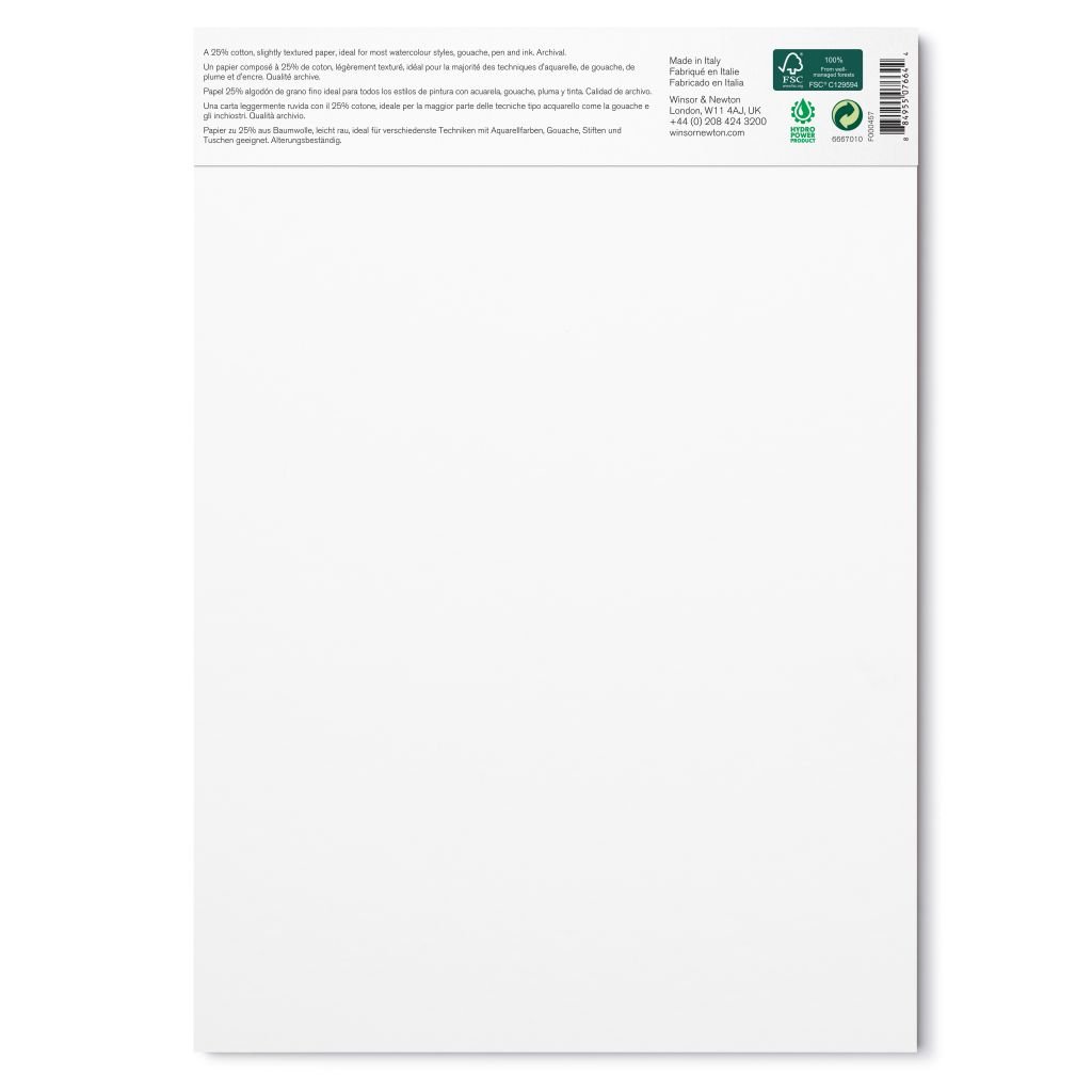 Winsor & Newton Watercolour Paper - Cold Press 300 GSM - A4 (29.7 cm x 42 cm or 11.7'' x 16.5'') Natural White Short Side Glued Pad of 50 Sheets