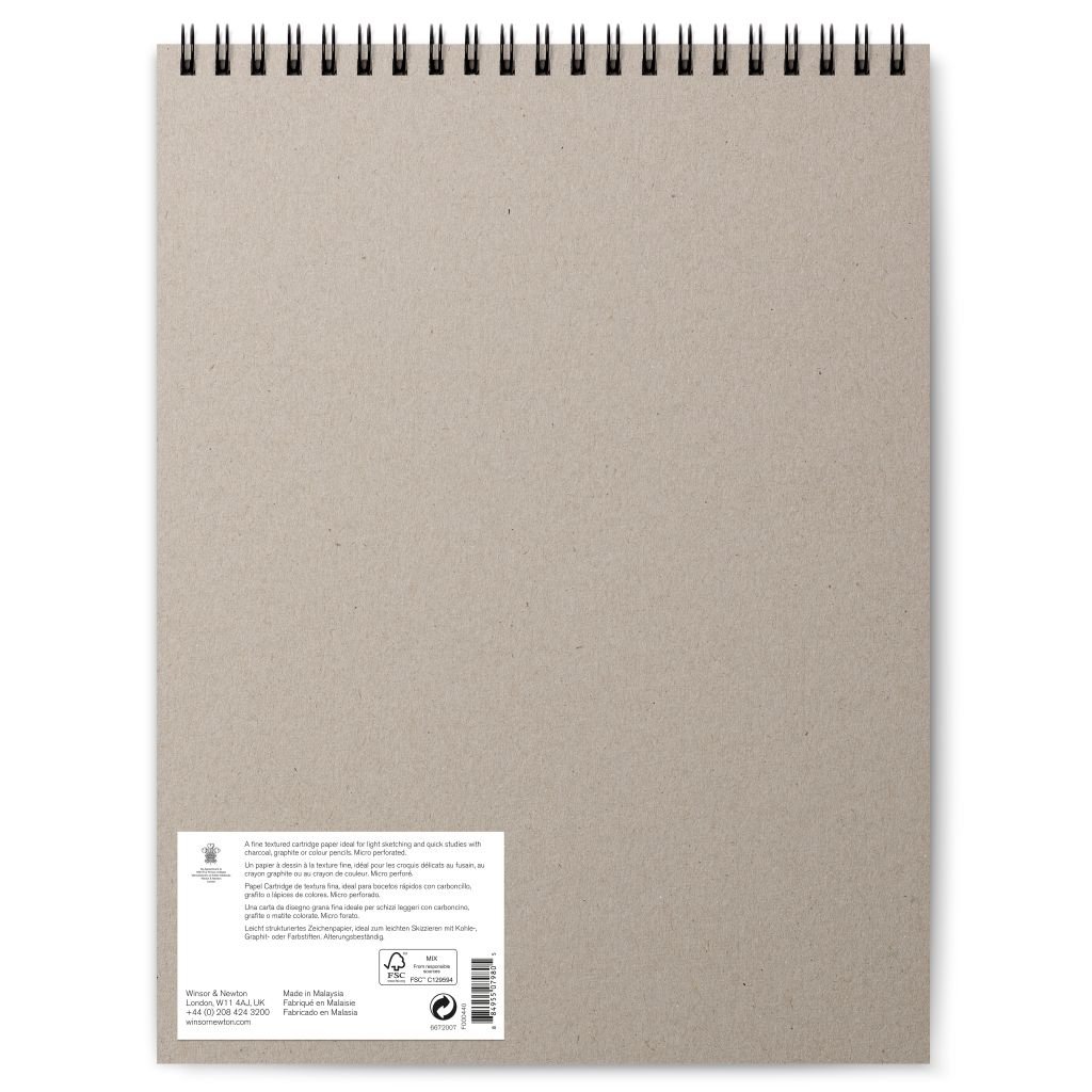 Winsor & Newton Sketching Paper - Light Grain 110 GSM - 27.9 cm x 35.6 cm or 11'' x 14'' Extra White Short Side Spiral Album of 50 Sheets