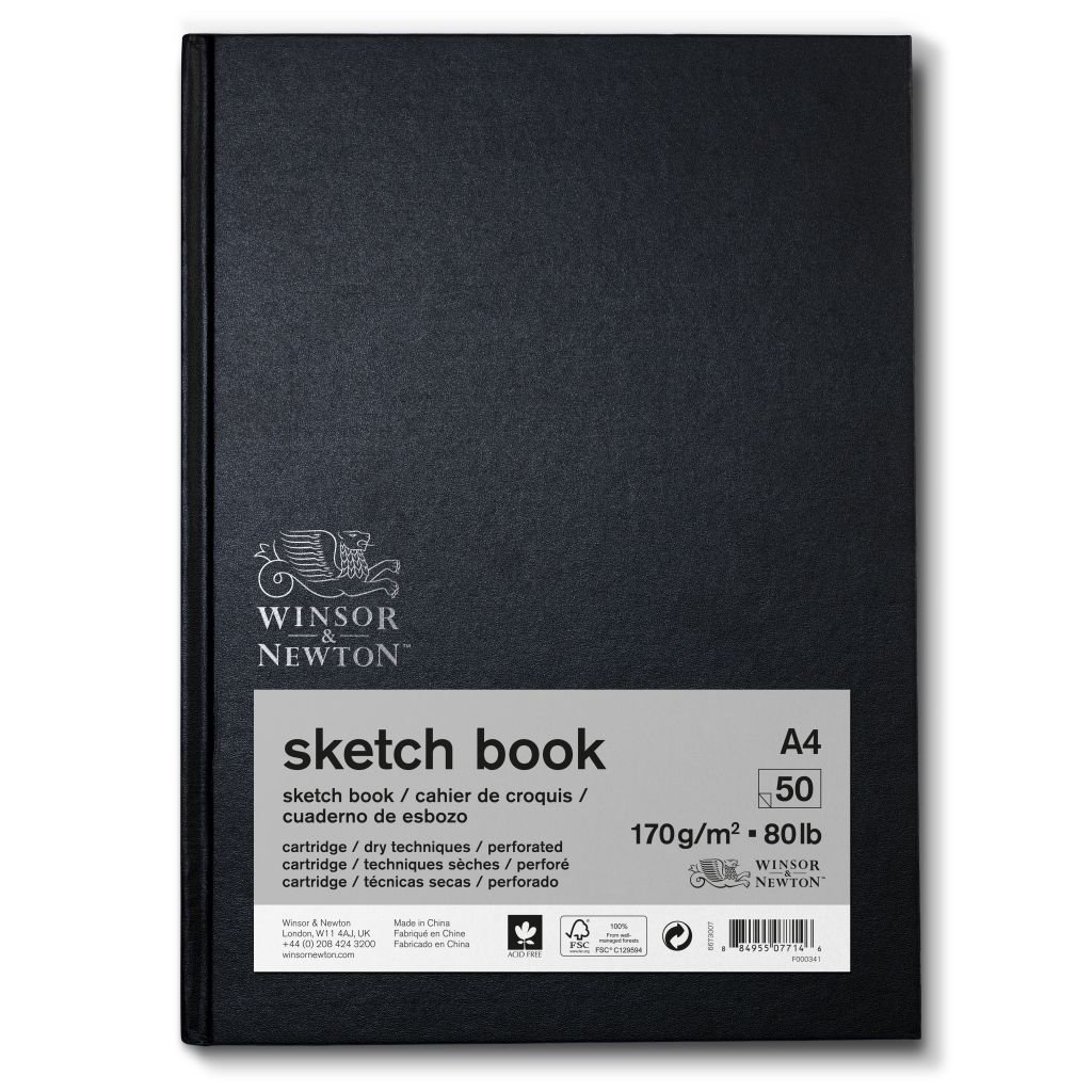 Winsor & Newton Sketchbook - Light Grain 170 GSM - A4 (29.7 cm x 42 cm or 11.7'' x 16.5'') Natural White Hardbound Journal of 50 Sheets