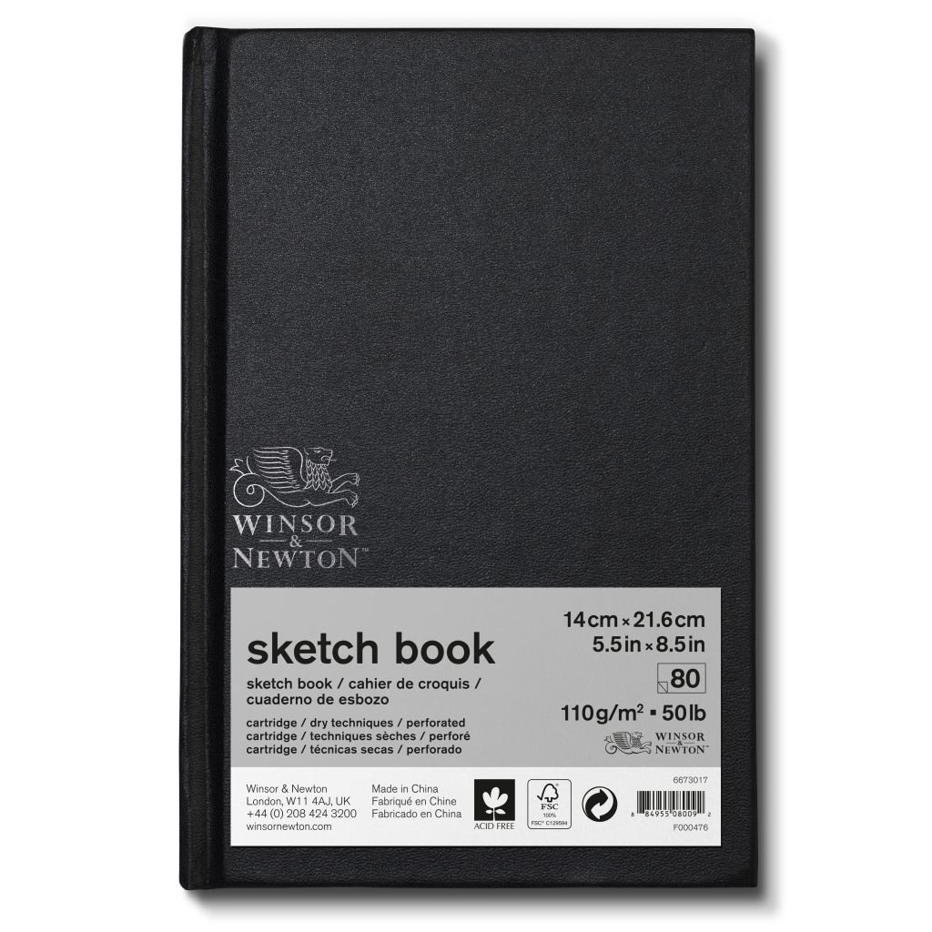 Winsor & Newton Sketchbook - Light Grain 110 GSM - 14 cm x 21.6 cm or 5.5'' x 8.5'' Natural White Hardbound Journal of 80 Sheets