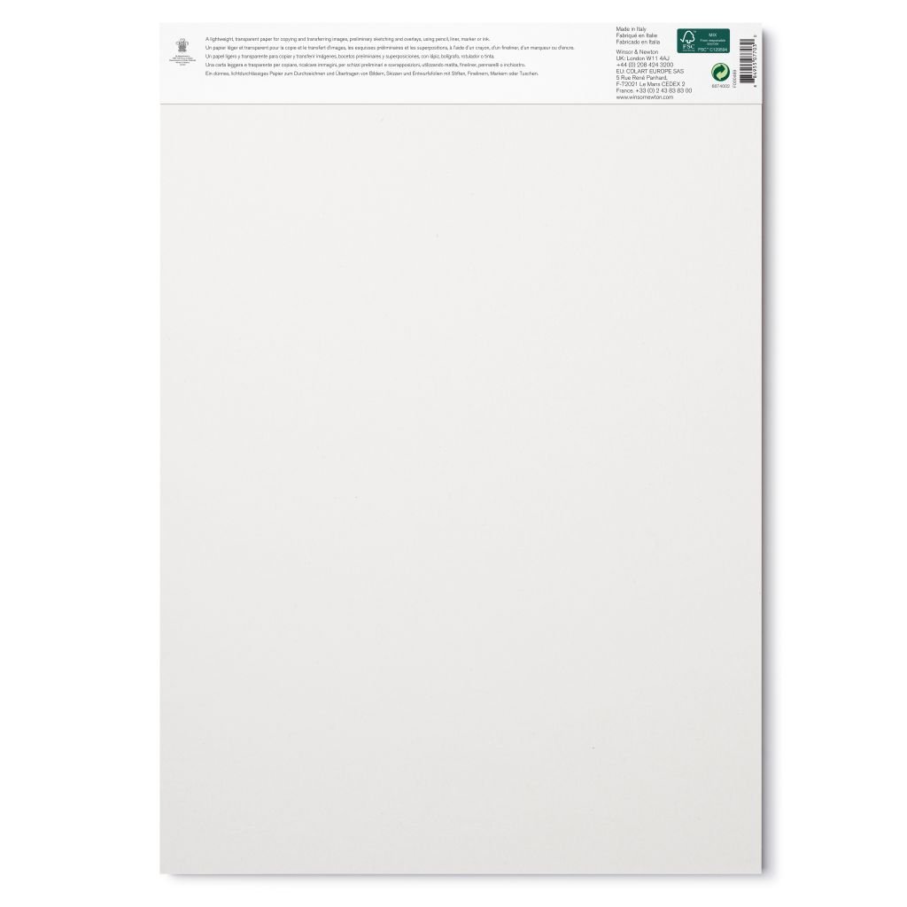 Winsor & Newton Tracing Paper - Light Grain 70 GSM - A3 (21 cm x 29.7 cm or 8.3'' x 11.7'') Transparent Short Side Glued Pad of 40 Sheets