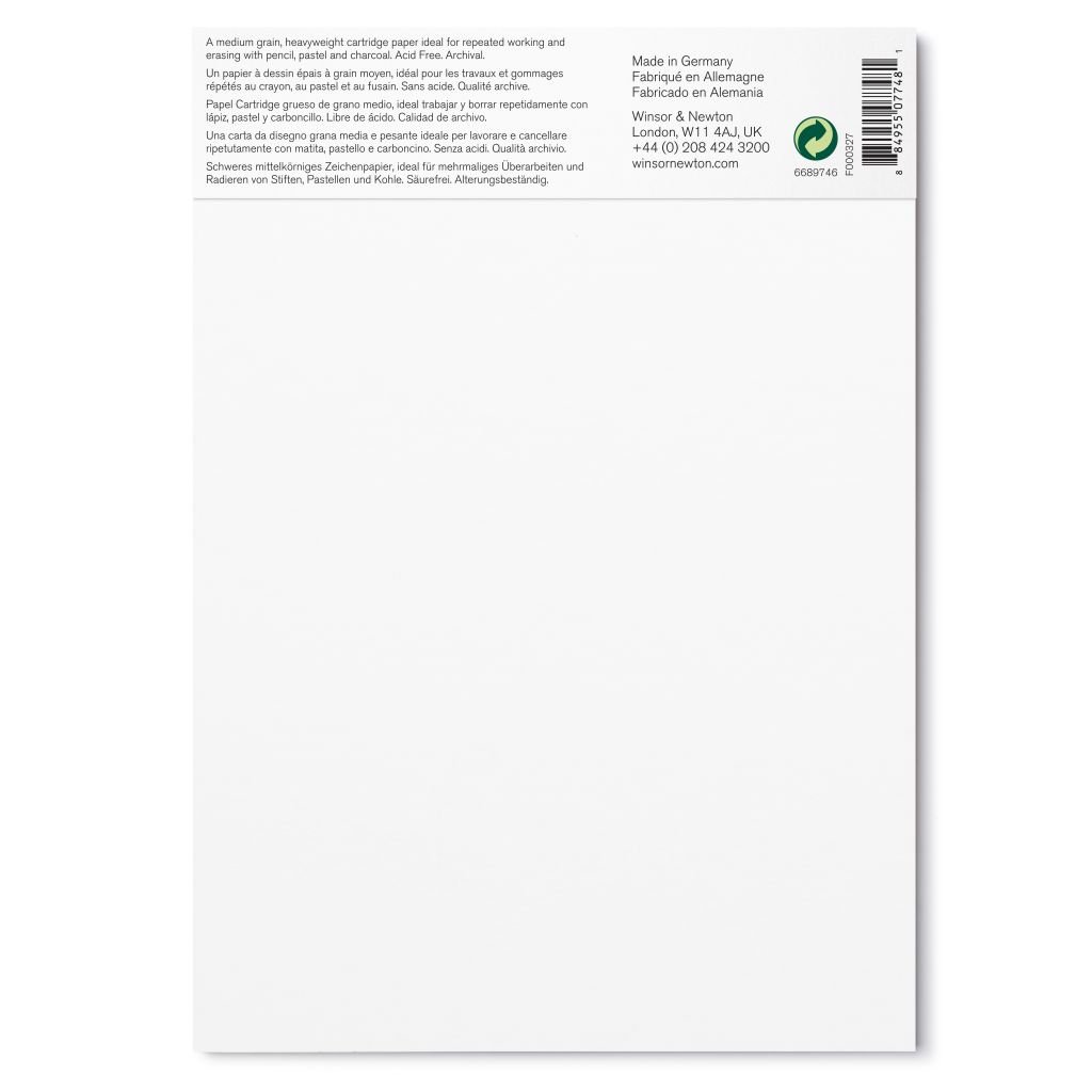 Winsor & Newton Drawing Paper - Medium Grain 220 GSM - A5 (14.8 cm x 21 cm or 5.8'' x 8.3'') Natural White Short Side Glued Pad of 25 Sheets