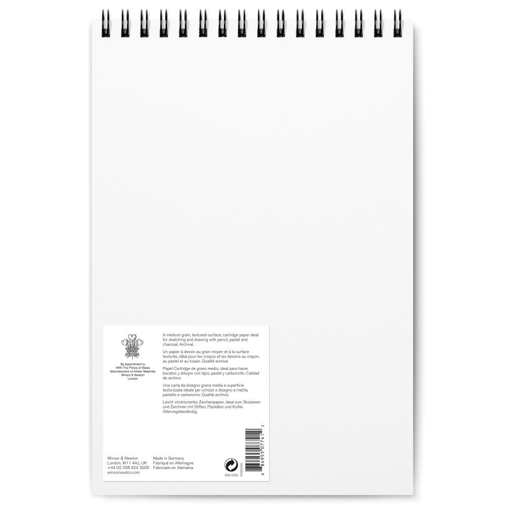 Winsor & Newton Drawing Paper - Medium Grain 150 GSM - A4 (29.7 cm x 42 cm or 11.7'' x 16.5'') Natural White Short Side Spiral Album of 25 Sheets