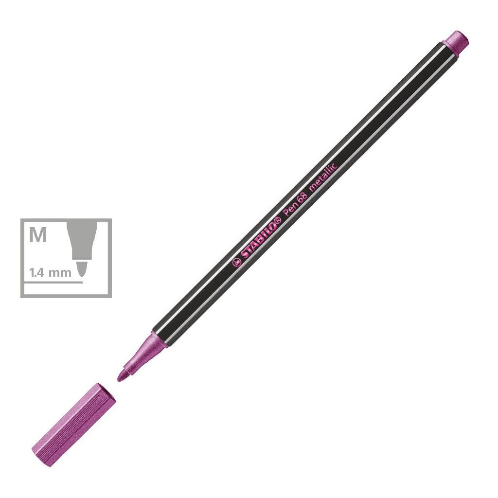 STABILO Pen 68 Metallic - Premium Felt-Tip Pen - Metallic Pink (856)