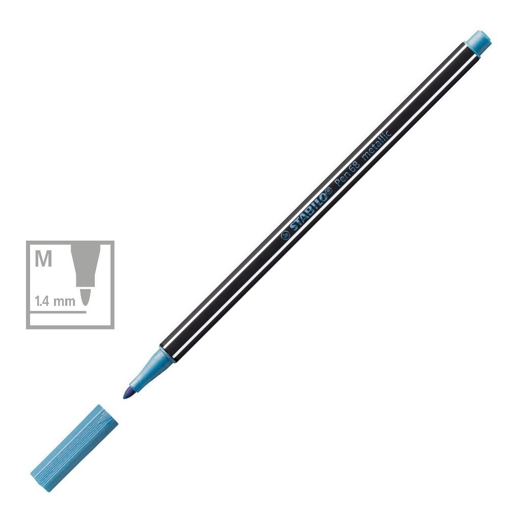 STABILO Pen 68 Metallic - Premium Felt-Tip Pen - Blue (841)