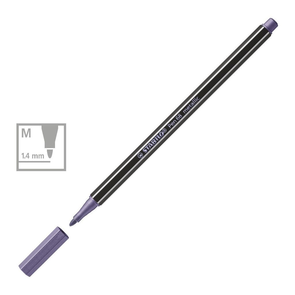 STABILO Pen 68 Metallic - Premium Felt-Tip Pen - Purple (855)
