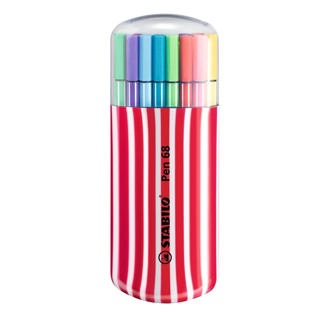 STABILO Pen 68 - Premium Colouring Felt-Tip Pen - Zebrui Pack in Berry - 20 Assorted Colours
