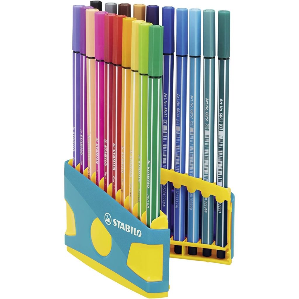 STABILO Pen 68 Fibre Tip Pen - Wallet of 6 - Assorted Colours, 6806/PL