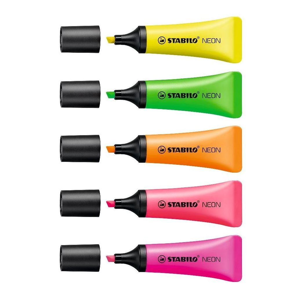 Stabilo Neon - Highlighters - Pack of 4 Assorted Markers
