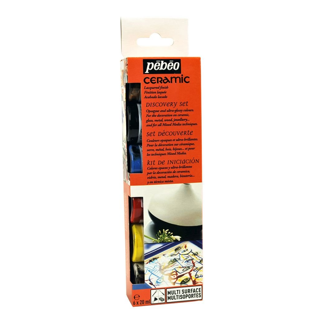 Pebeo Ceramic Mixed Media Paint - 6 x 20 ML - Assorted Discovery Set