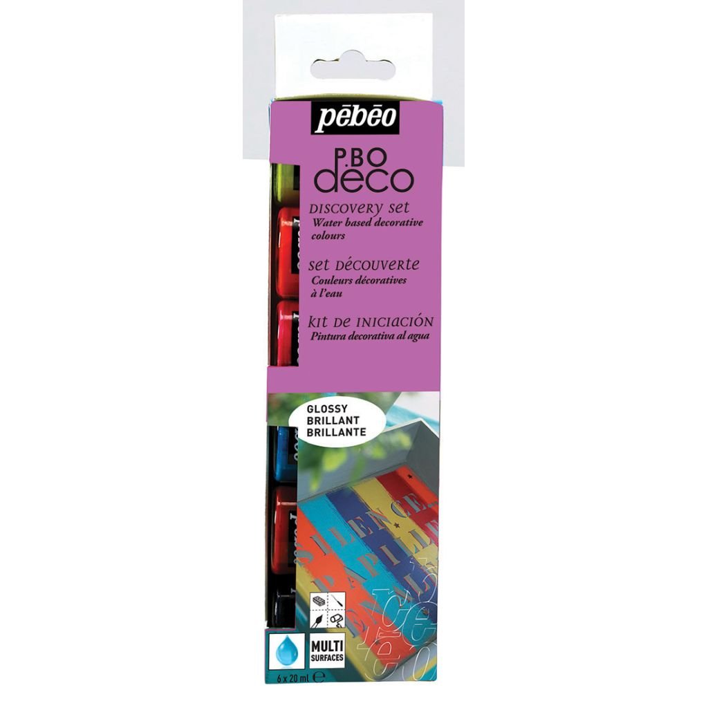 Pebeo Deco Wood Paint - 6 x 20 ml - Bright Discovery Set of 6 colours