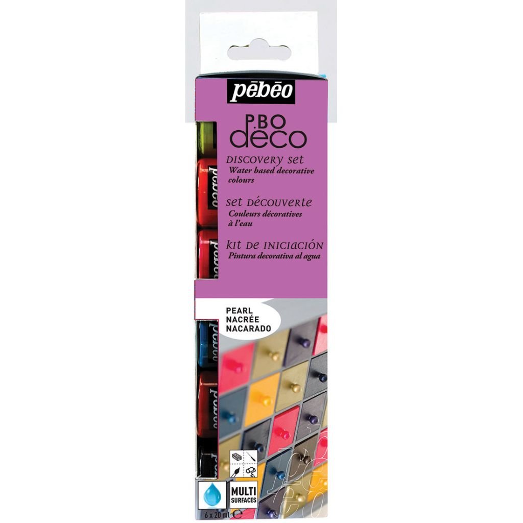 Pebeo Deco Wood Paint - 6 x 20 ml - Pearl Discovery Set of 6 colours