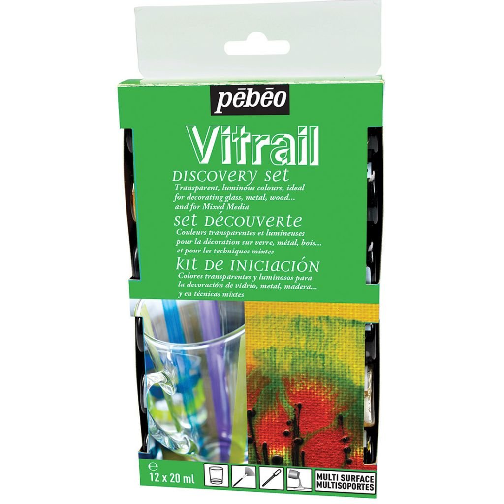 Pebeo Vitrail Glass Paint - 12 x 20 ML - Collection Set