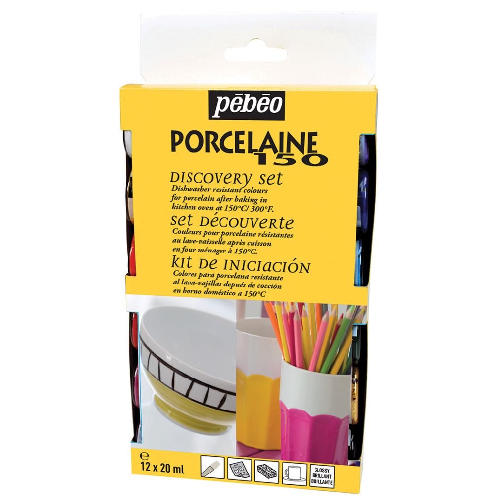 Pebeo Porcelaine 150 Ceramic Paint - 12 x 20 ML  - Assorted Discovery Set