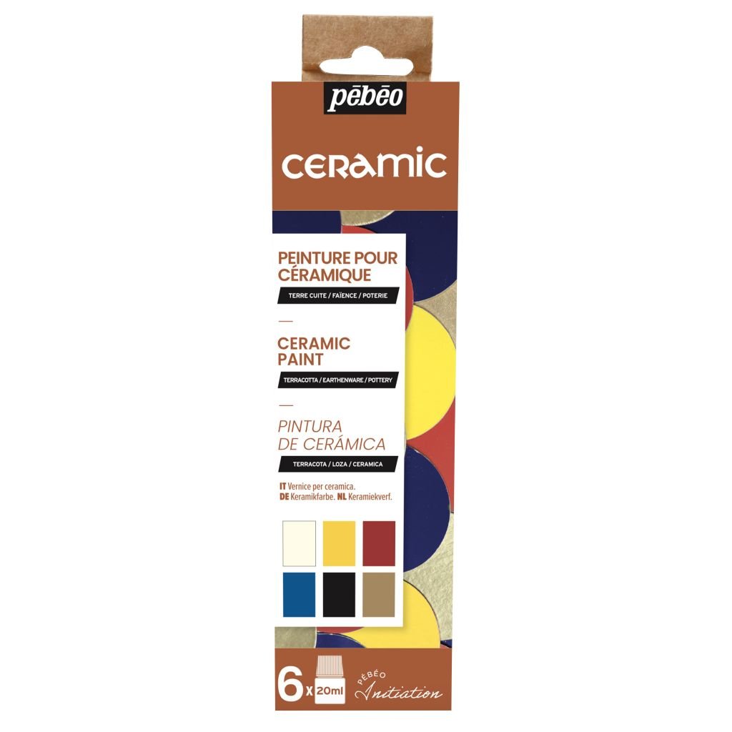 Pebeo Ceramic Mixed Media Paint - 6 x 20 ML - Assorted Initiation Set