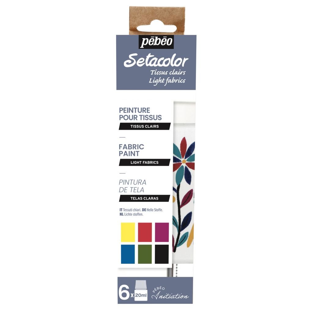 Pebeo Setacolor Light Glitter Fabrics - Assorted 6 x 20 ML - Initiation Set