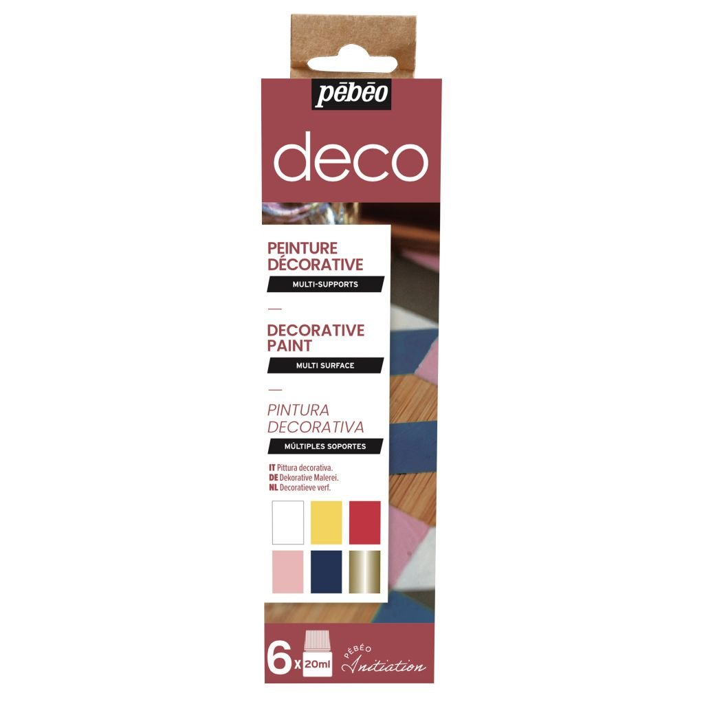 Pebeo Deco Wood Paint - 6 x 20 ml - Gloss Initiation Set of 6 colours