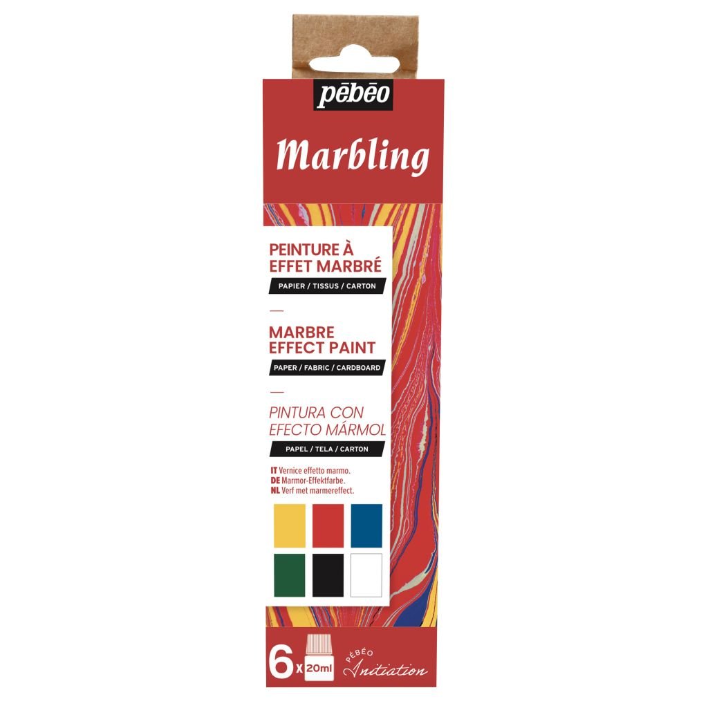 Pebeo Marbling Paint - Assorted 6 x 20 ML - Initiation Set