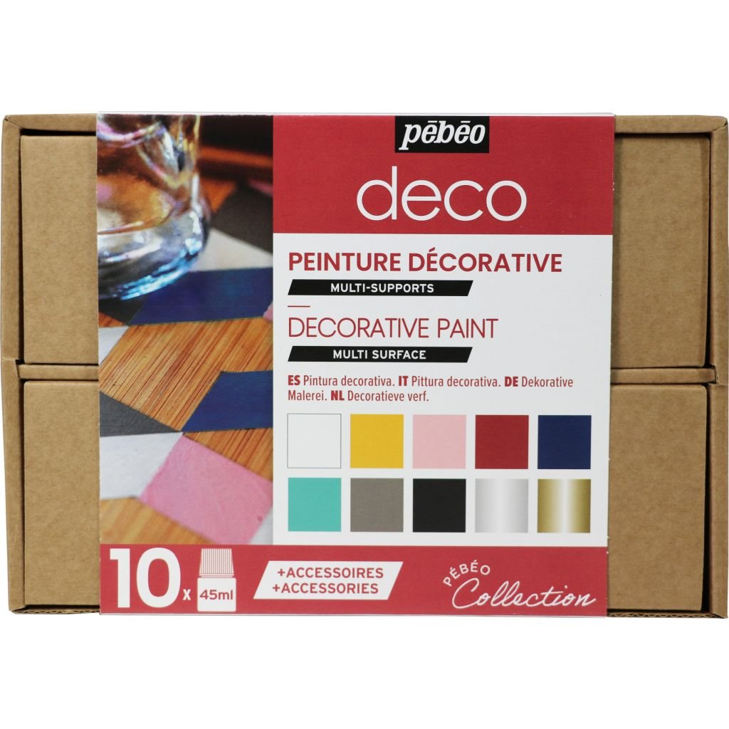 Pebeo Deco Wood Paint - 10 x 45 ml - Collection Set of 10 colours