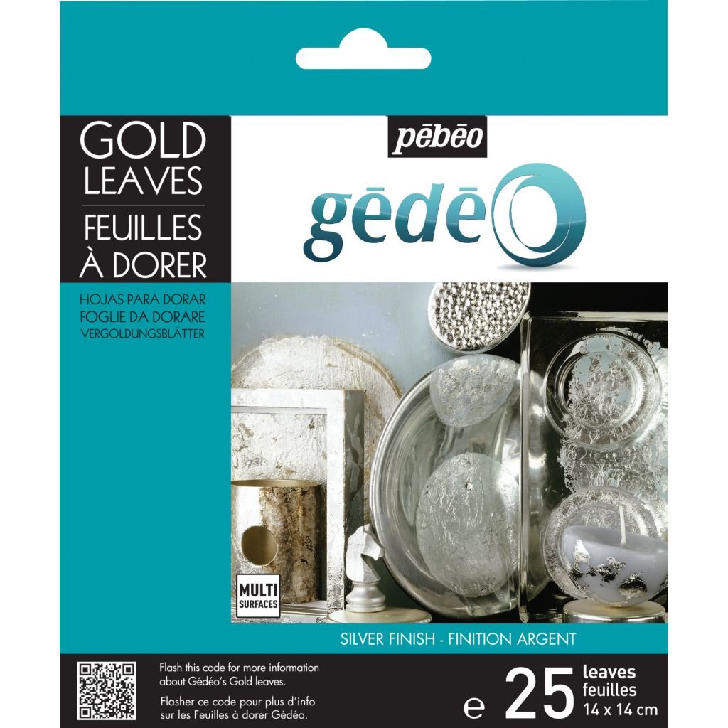 Pebeo Gedeo Gold Leaves - Silver - 14 x 14 cms - Pack of 25