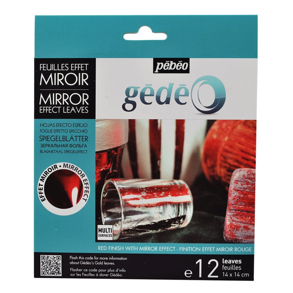 Pebeo Gedeo Mirror Effect Leaves - Red - 14 x 14 cms - Pack of 12