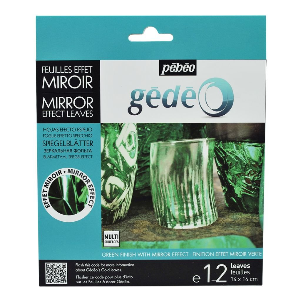 Pebeo Gedeo Mirror Effect Leaves - Green - 14 x 14 cms - Pack of 12