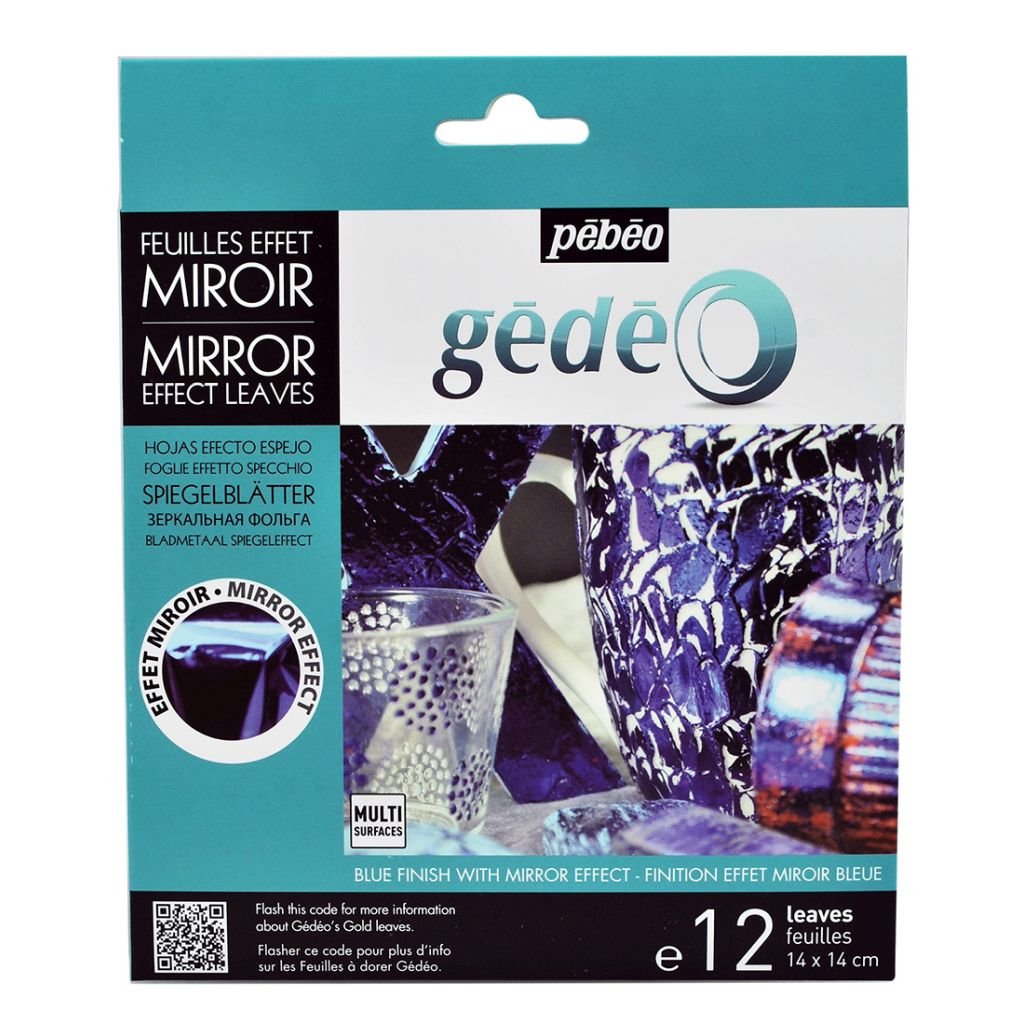 Pebeo Gedeo Mirror Effect Leaves - Blue  - 14 x 14 cms - Pack of 12