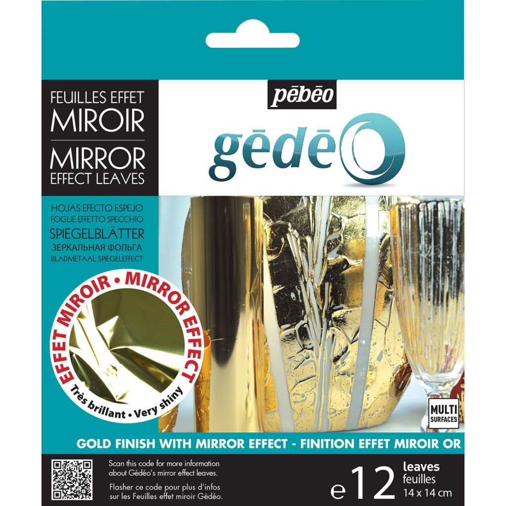 Pebeo Gedeo Mirror Effect Leaves - Gold - 14 x 14 cms - Pack of 12