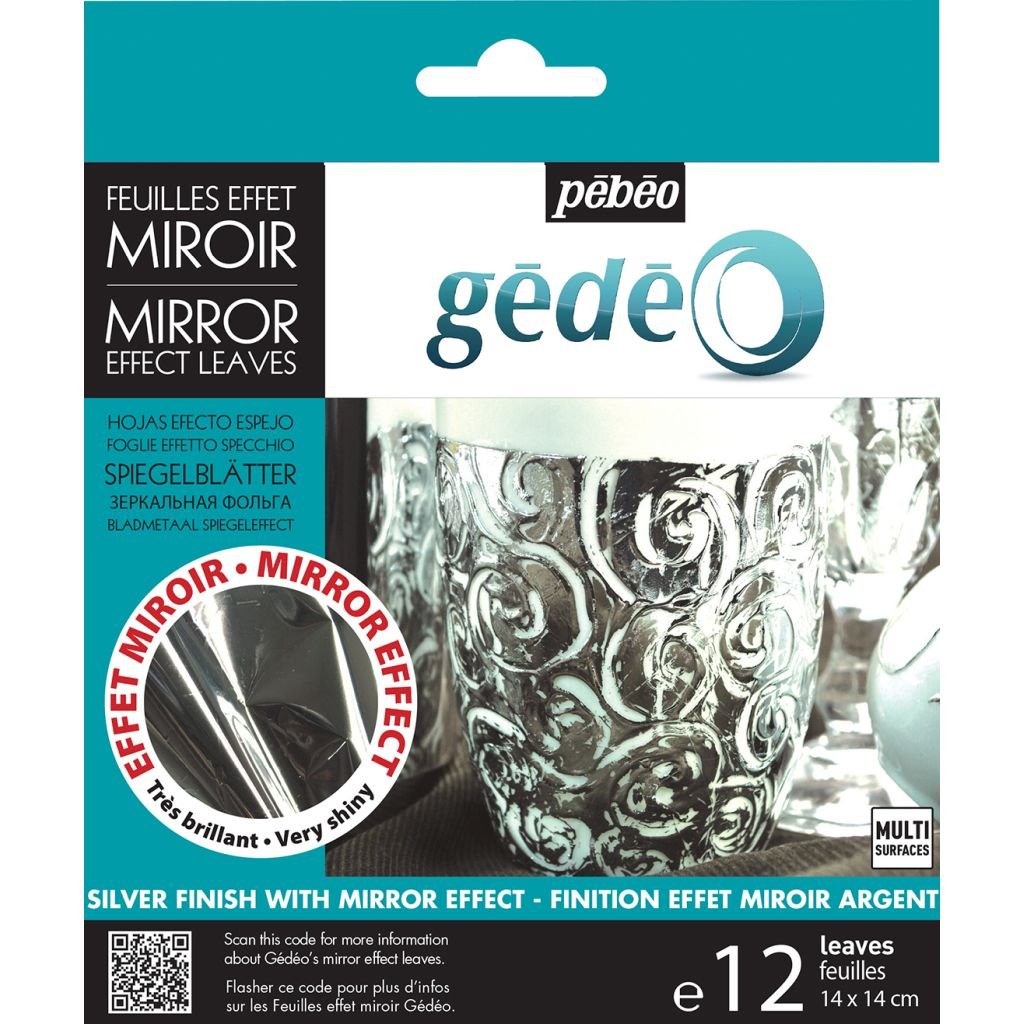 Pebeo Gedeo Mirror Effect Leaves - Silver - 14 x 14 cms - Pack of 12
