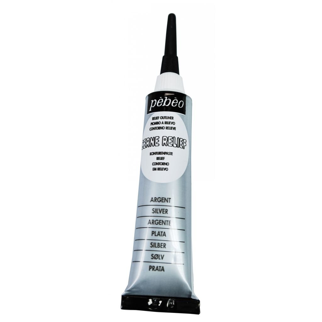 Pebeo Vitrail Cerne Relief Outliner - 20 ml Tube - Silver