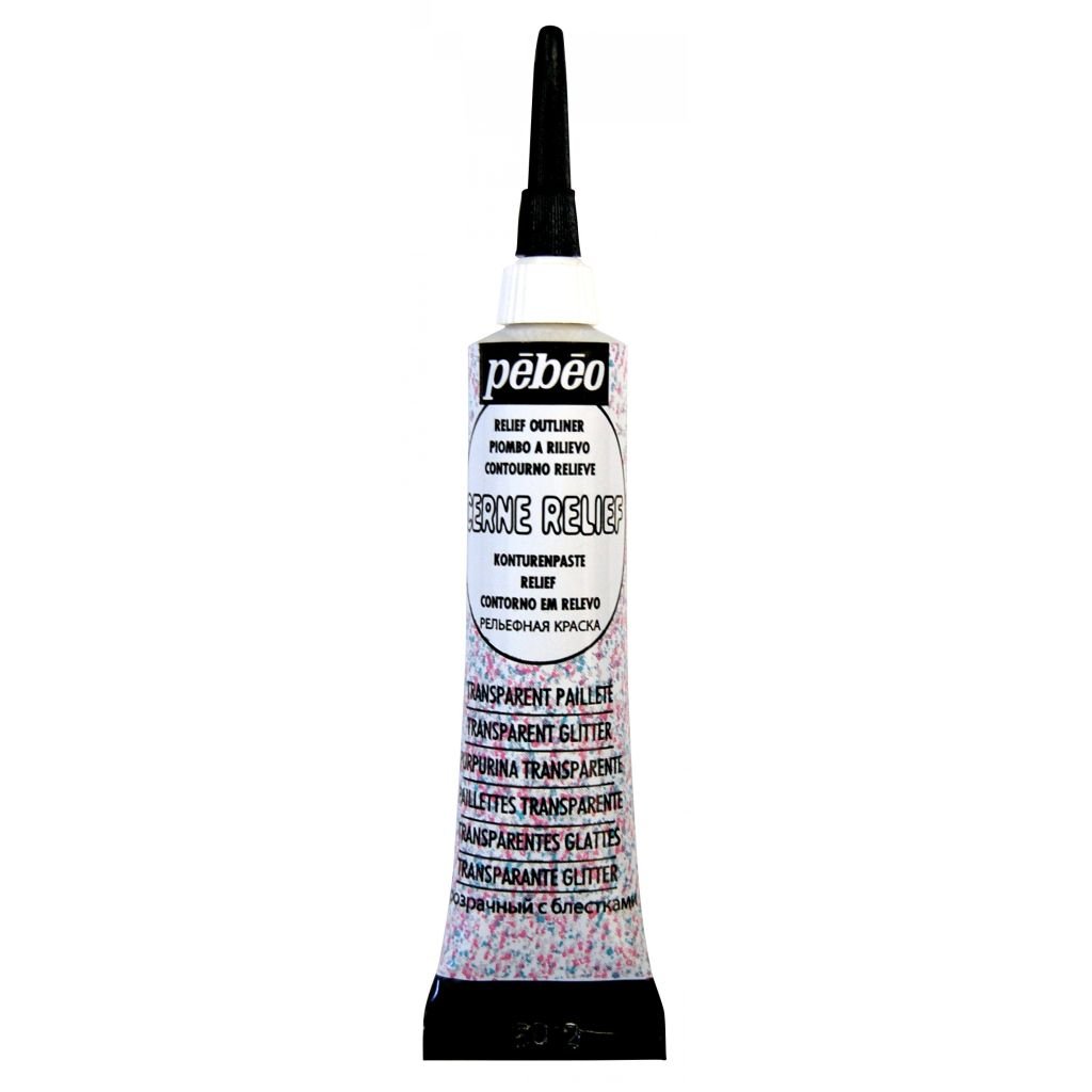 Pebeo Vitrail Cerne Relief Outliner - 20 ml Tube - Transparent Glitter