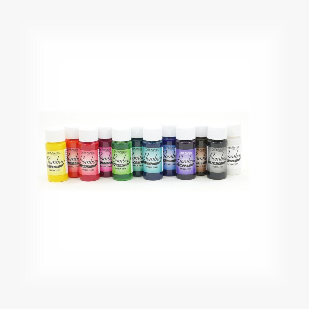 Dr. Ph. Martin's Bombay India Ink - 12 x 15 ml Bottles - Primary Colours Set 1