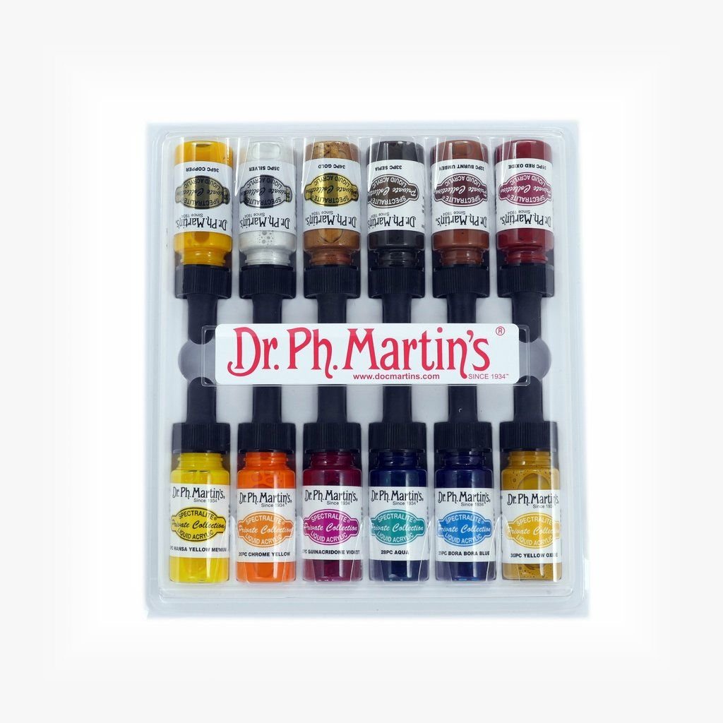 Dr. Ph. Martin's Spectralite Private Collection Liquid Acrylics Paint - 12 x 15 ml Bottles - Set 3