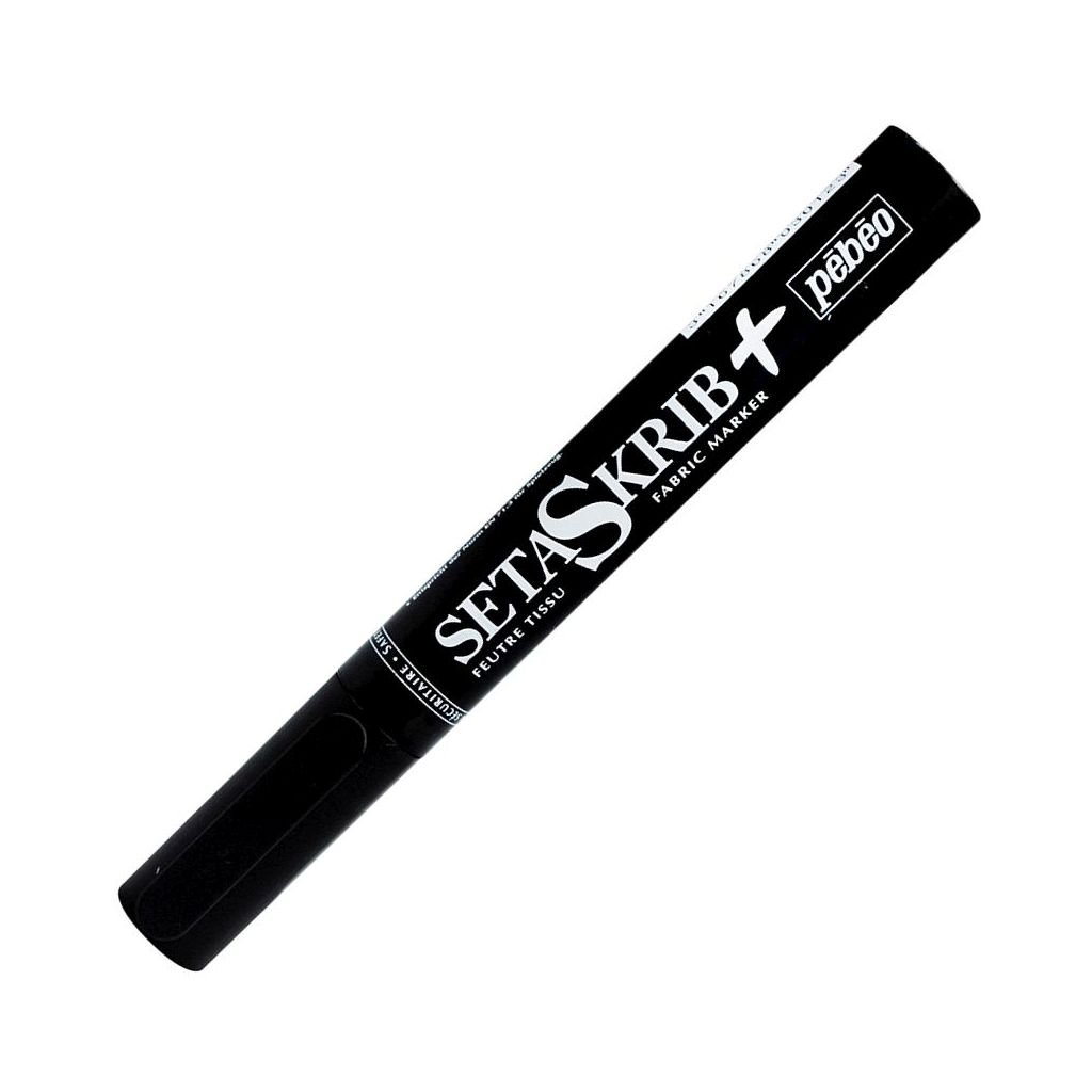 Pebeo SetaSkrib+ Light Fabrics Marker - Black (12) - Brush Tip (1 mm)