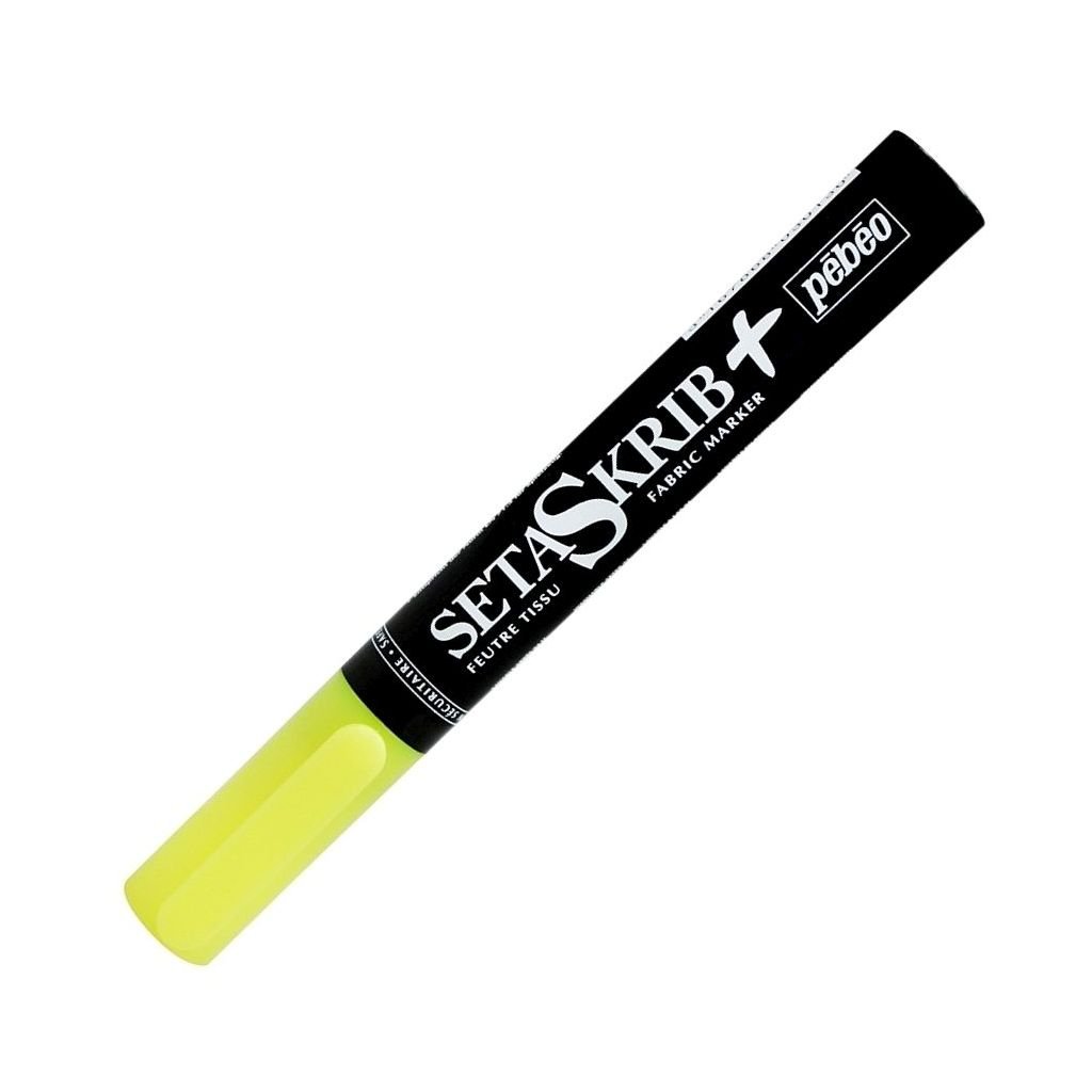 Pebeo SetaSkrib+ Light Fabrics Marker - Fluorescent Yellow (13) - Brush Tip (1 mm)
