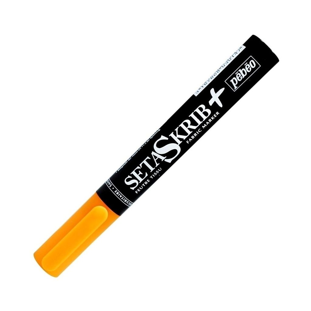 Pebeo SetaSkrib+ Light Fabrics Marker - Fluorescent Orange (14) - Brush Tip (1 mm)