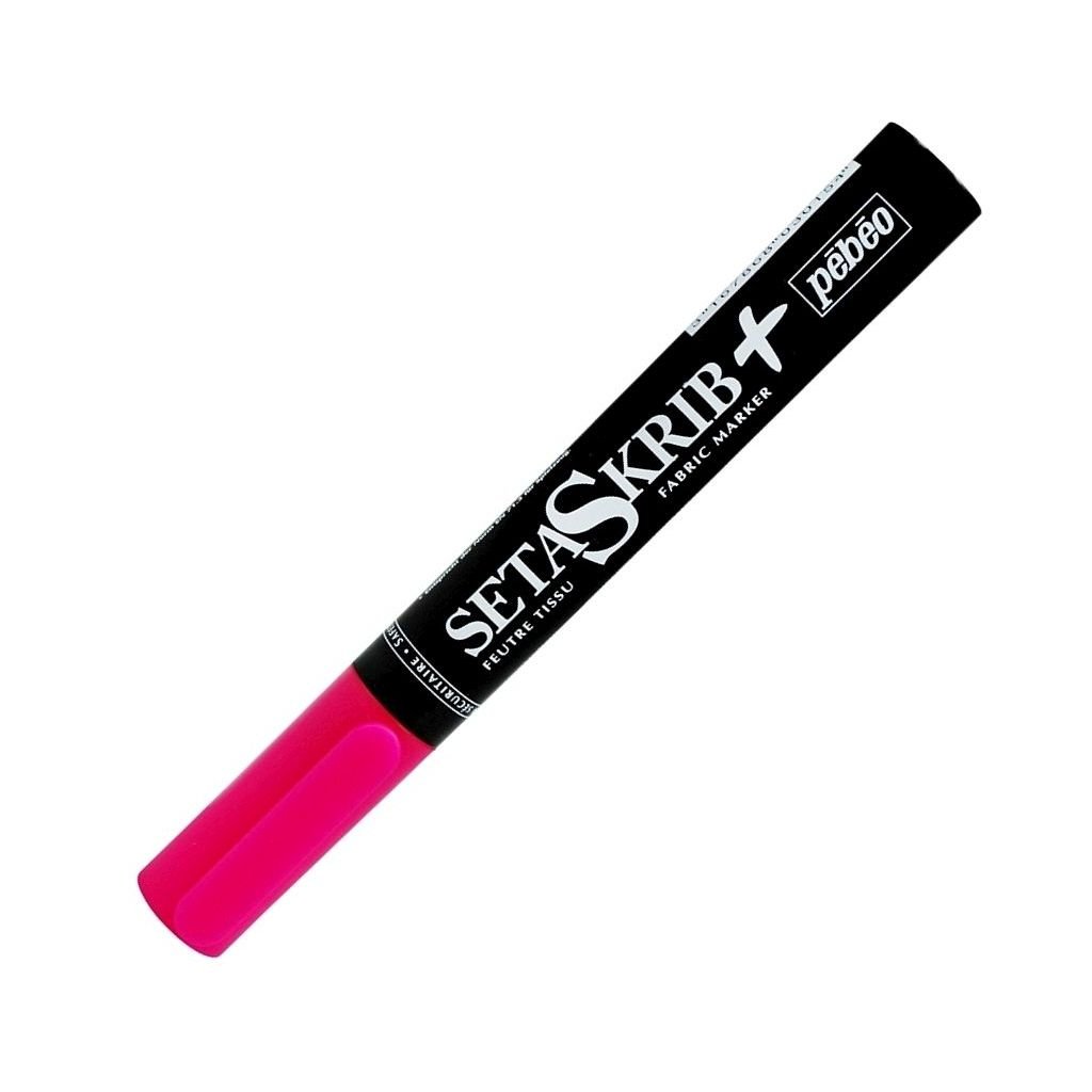 Pebeo SetaSkrib+ Light Fabrics Marker - Fluorescent Pink (15) - Brush Tip (1 mm)