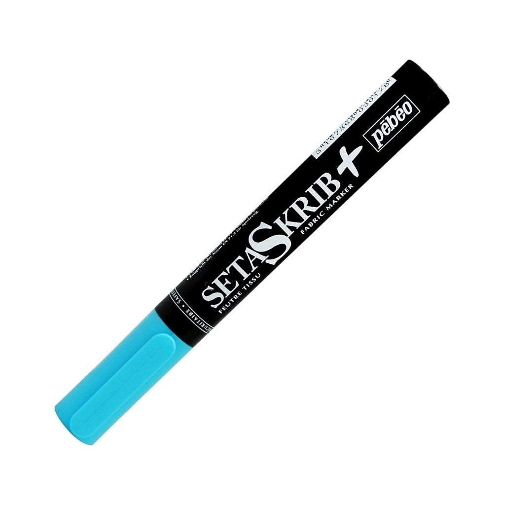 Pebeo SetaSkrib+ Light Fabrics Marker - Fluorescent Blue (17) - Brush Tip (1 mm)