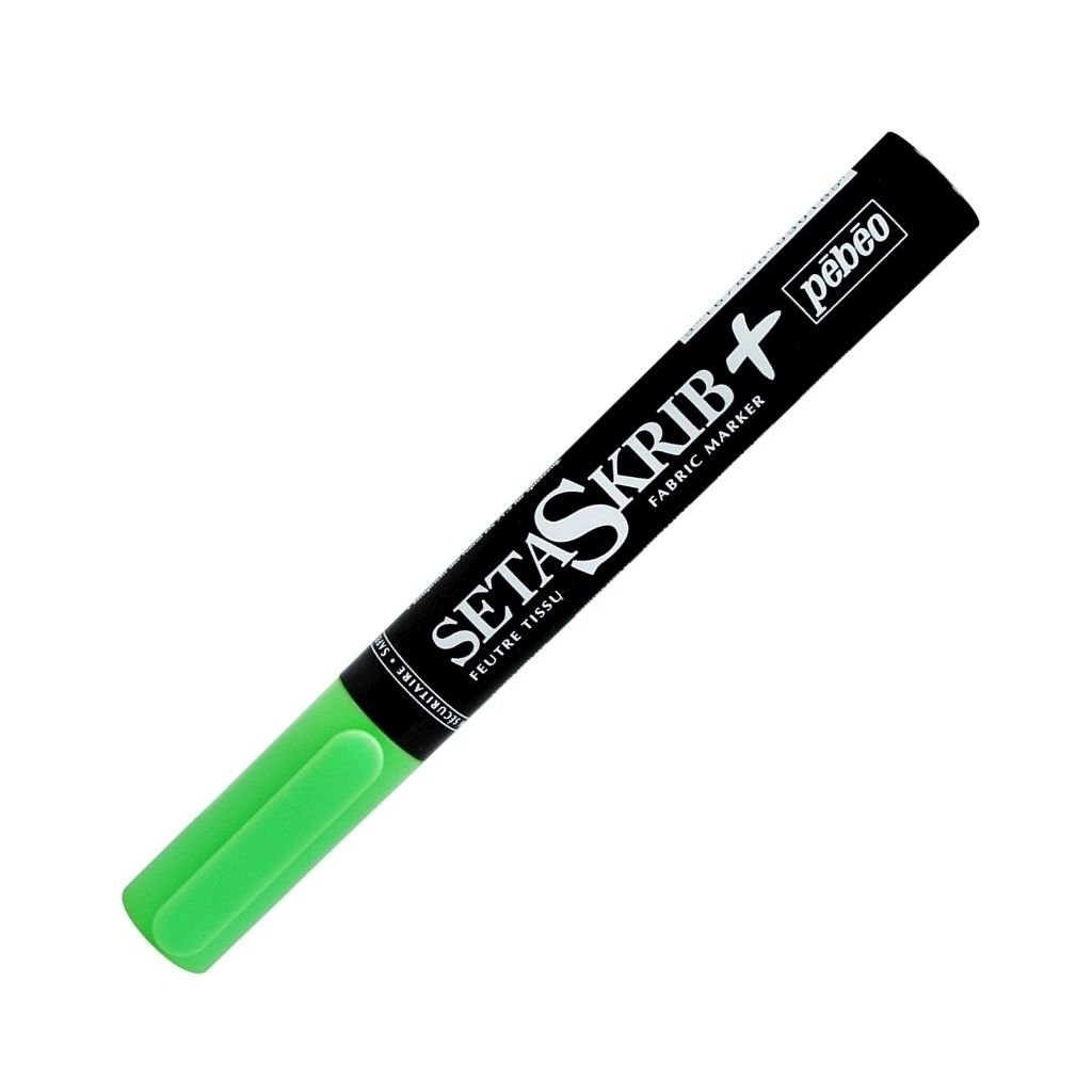 Pebeo SetaSkrib+ Light Fabrics Marker - Fluorescent Green (18) - Brush Tip (1 mm)