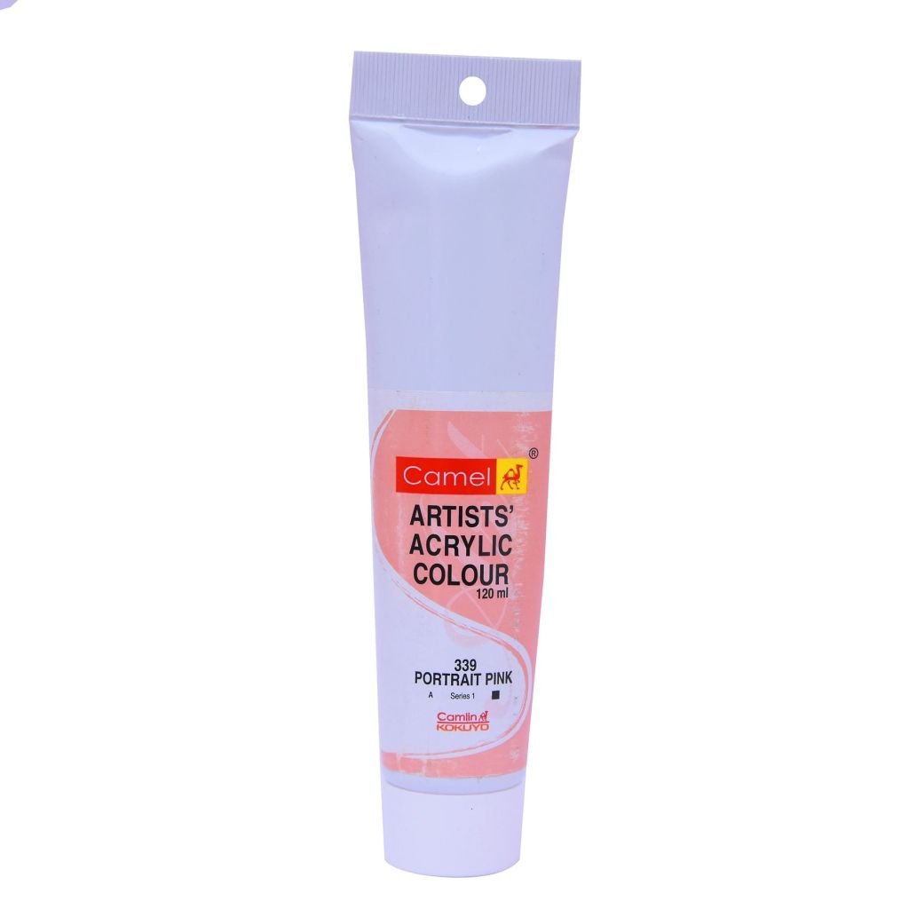 Camel Artists' Acrylic Colour - Portrait Pink (339) - Tube of 120 ML