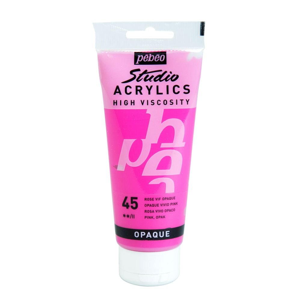 Pebeo High Viscosity Studio Acrylics - Opaque Vivid Pink (45) - Tube of 100 ML