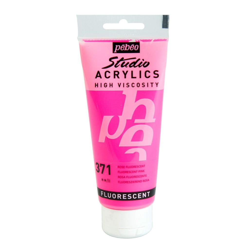Pebeo High Viscosity Studio Acrylics - Fluorescent Pink (371) - Tube of 100 ML