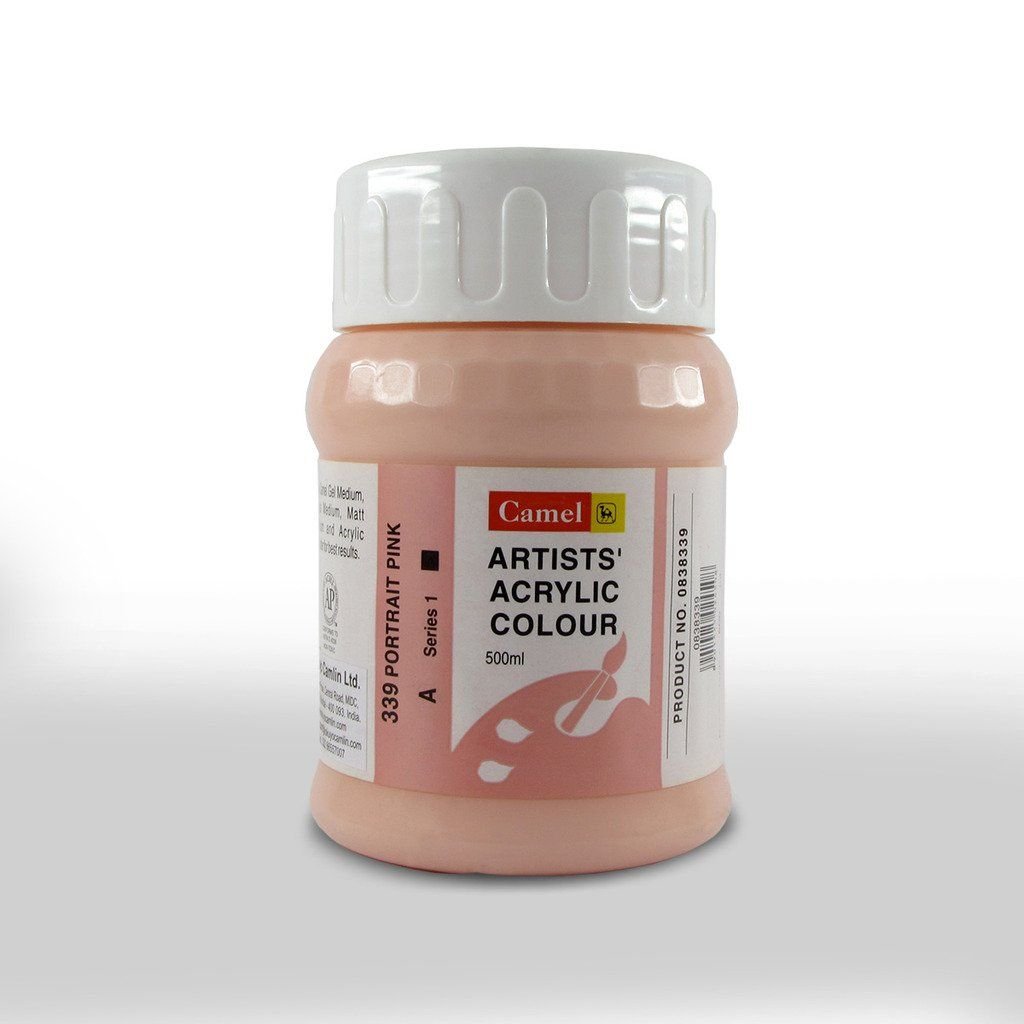 Camel Artists' Acrylic Colour - Portrait Pink (339) - Jar of 500 ML