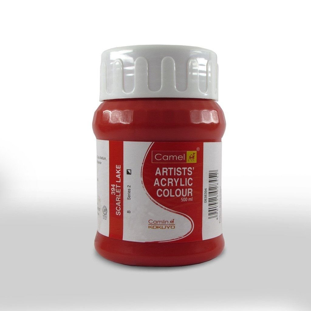 Camel Artists' Acrylic Colour - Scarlet Lake (394) - Jar of 500 ML