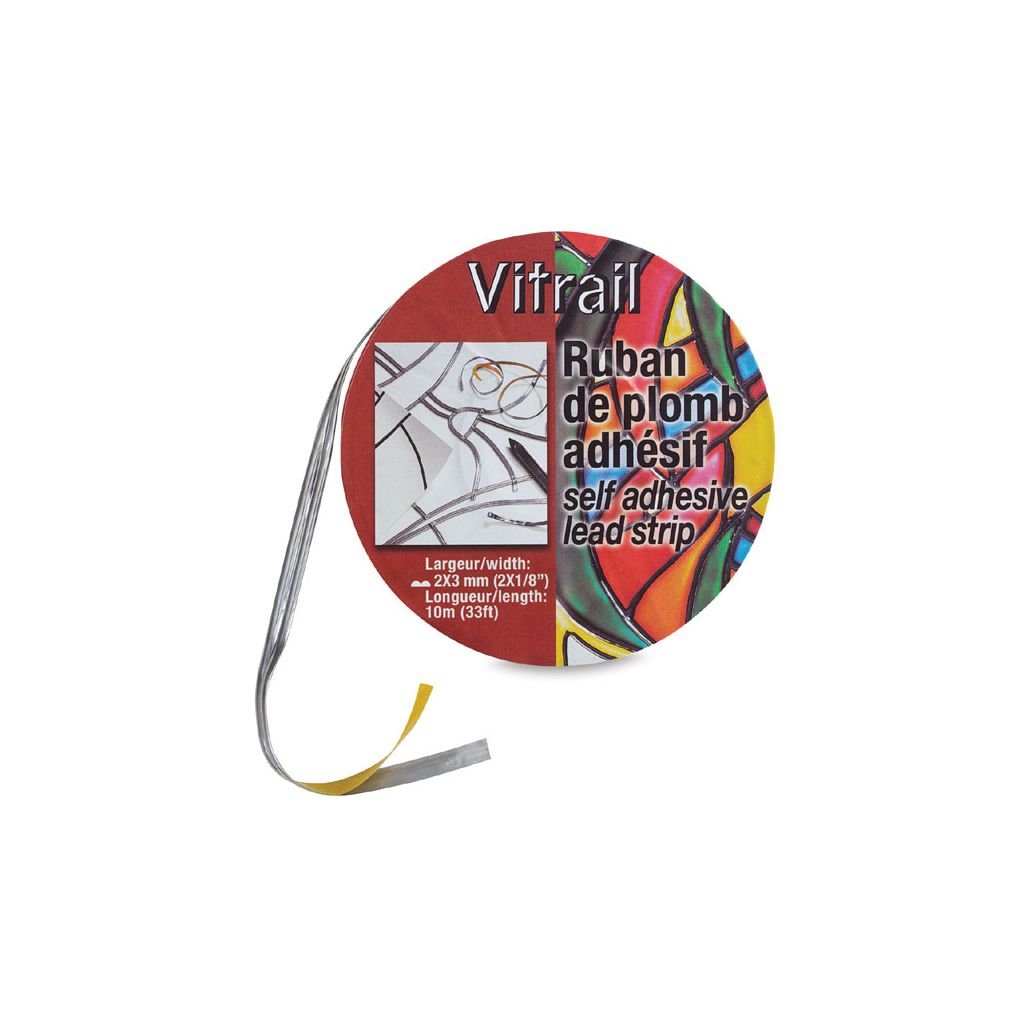 Pebeo Vitrail Self Adhesive Lead Strip - 6 mm x 10 Mtrs Roll