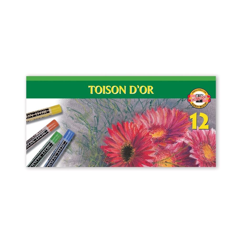 Koh-I-Noor Toison D'Or Artist's Quality Soft Pastel - Set of 12 - Assorted Colours