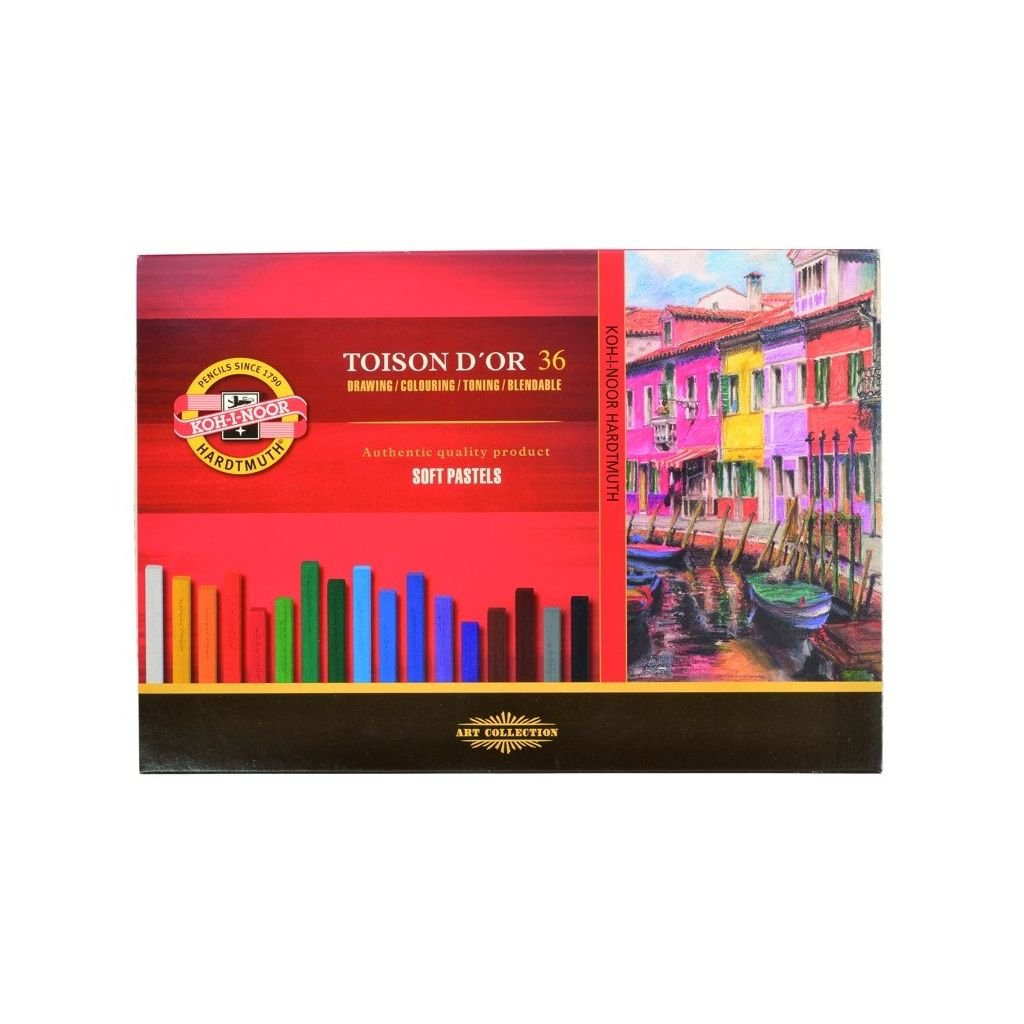 Koh-I-Noor Toison D'Or Artist's Quality Square Soft Pastel - Set of 36 - Assorted Colour